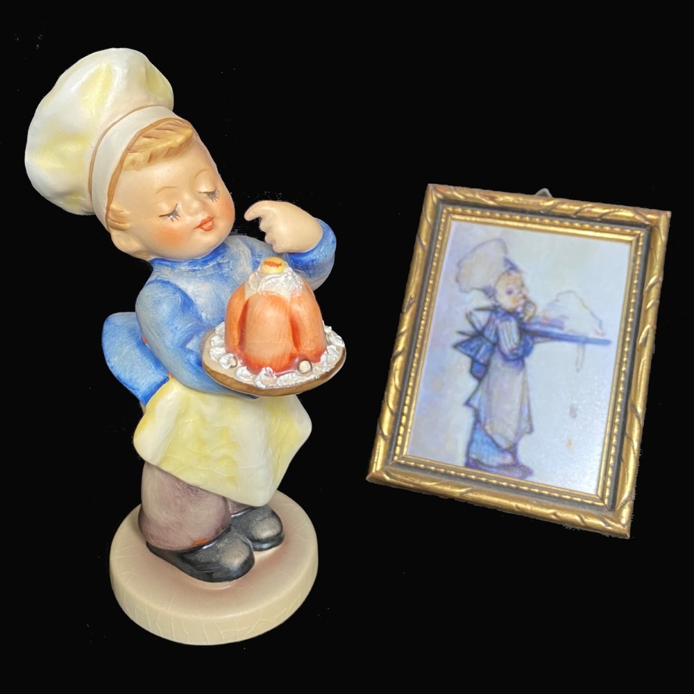 Hummel Figurine • Baker • 128 • TMK-5 • With Framed Artwork